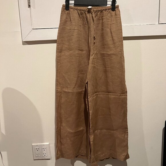 ARKET Lightweight Wide-Leg Drawstring Pants - Brown/Tan (XS) - Brand New - Picture 2 of 5